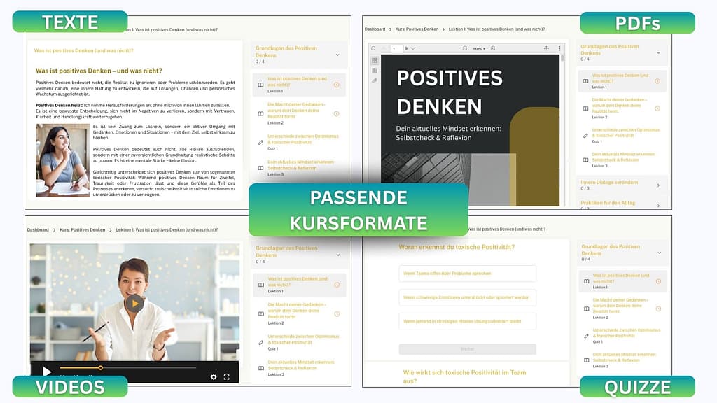Online Kurs mit passenden Kursformaten.